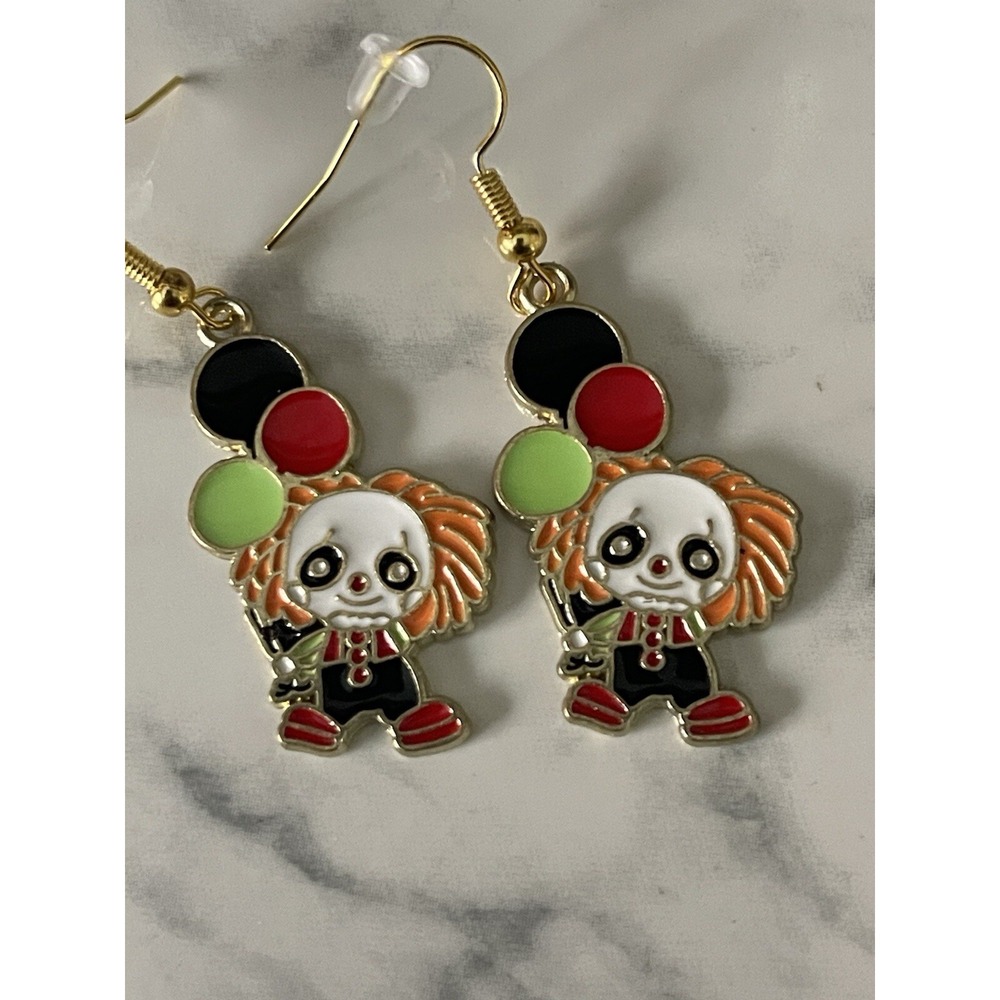 Handmade Halloween Clown With Balloons Earrings New